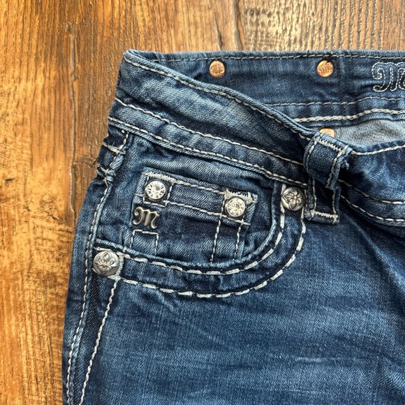 Miss Me Women's Dark Blue Boot Cut Jeans with Silver Embroidery - Picture 3 of 9